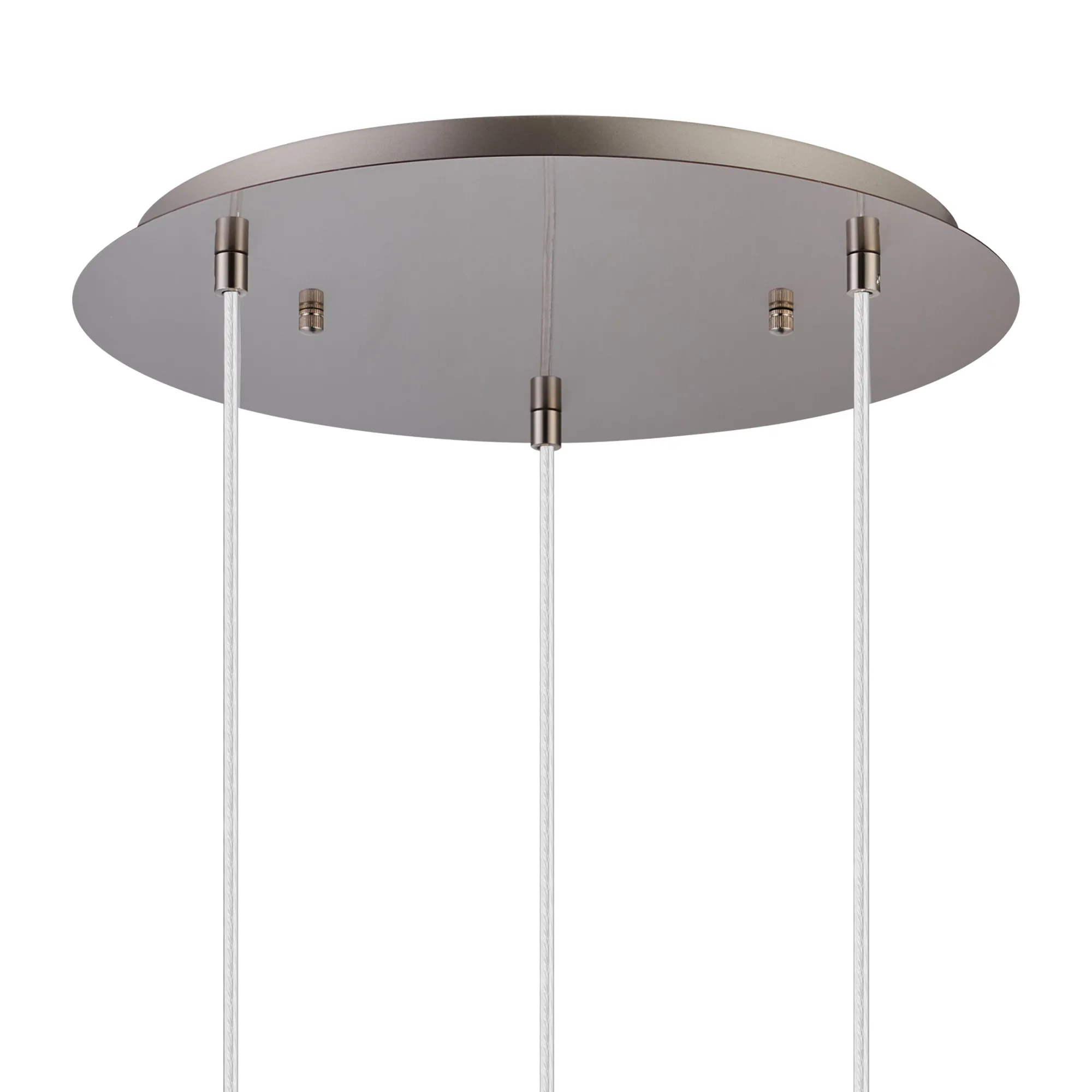 Lori 40cm Round Pendant, 3 Light Adjustable E27, Satin Nickel/Clear/Smoke Wine Shades DK1372  Deco Lori Satin Nickel